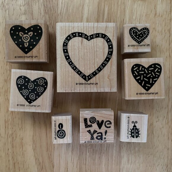 Stampin' Up! Love Ya! Wood Mounted Stamp Set of 8 - Picture 1 of 2